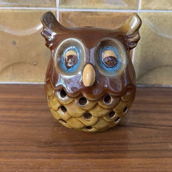 Vintage Momentum Ceramic Owl Candle Tea Light Candle Holder - Picture 1 of 8